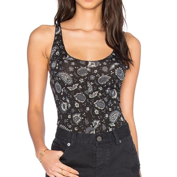 NWT Free People Paisley Print Scoop Back Bodysuit - Picture 2 of 5